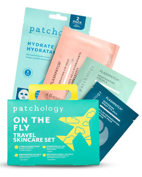 Patchology front packaging travel kit showing contents and compact design