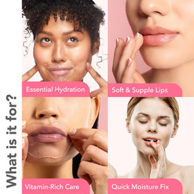 Patchology open gel lip mask close-up showing smooth hydrogel and soothing benefit