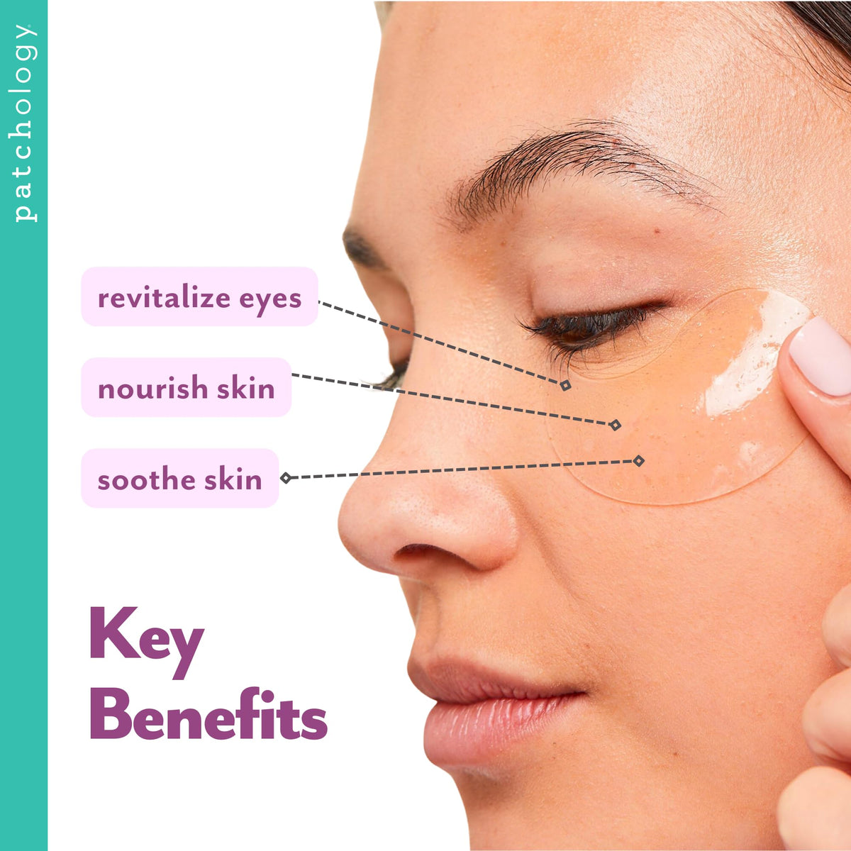 Patchology glossy serum texture on fingertip for hydration benefit