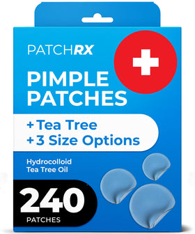 PatchRx front packaging showing 240-count acne patches and product benefit