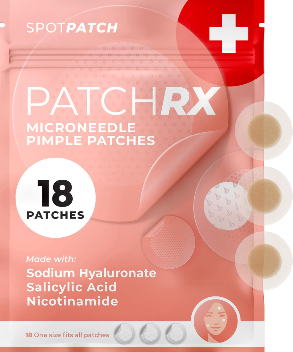 PatchRx front packaging showing 18-pack and benefits