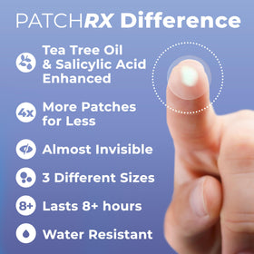 PatchRx patches applied to facial blemish for discreet coverage