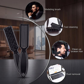Patelai clipper brush clearing hair between blades, prolongs blade life