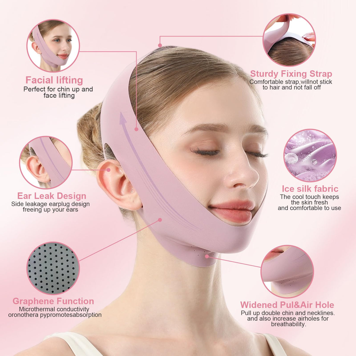 Patobes model wearing mask while sleeping showing comfortable overnight support