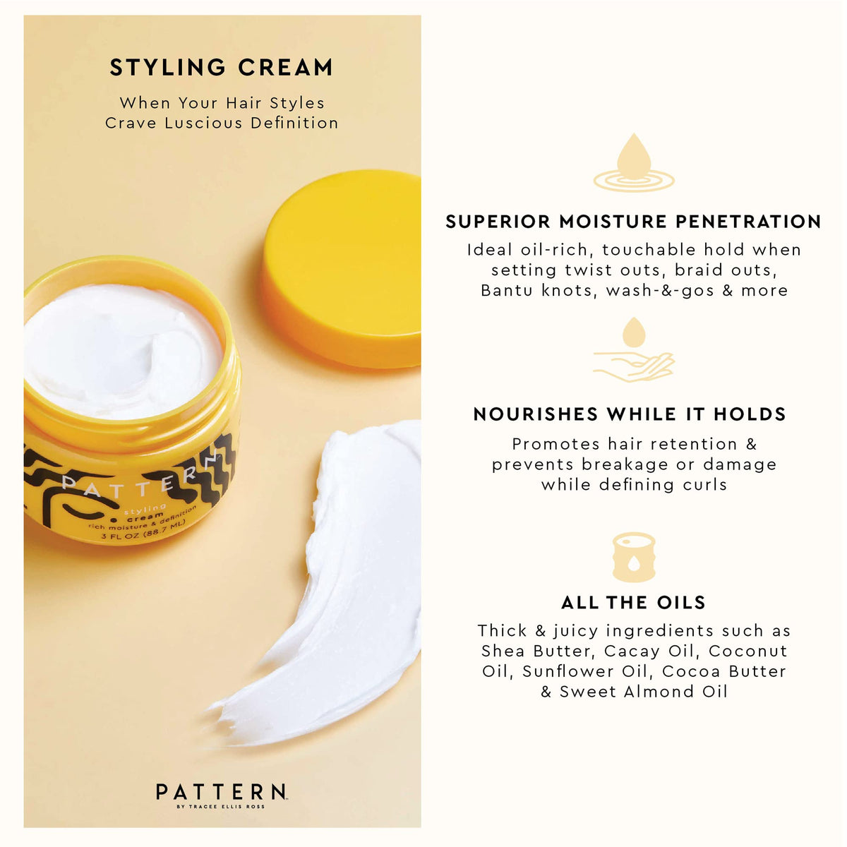 PATTERN cream on fingertips demonstrating creamy texture for application