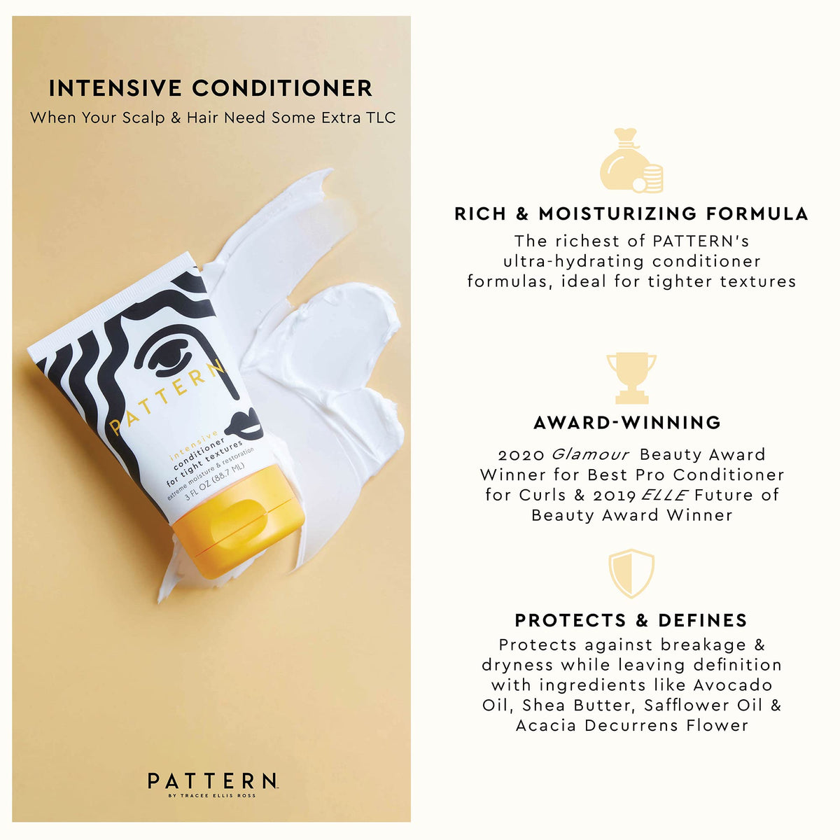 PATTERN label close-up highlighting ingredients and product benefits