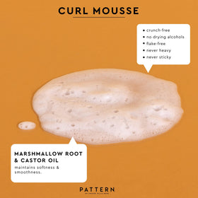 PATTERN curl mousse ingredients label close-up highlighting marshmallow root and castor oil benefit