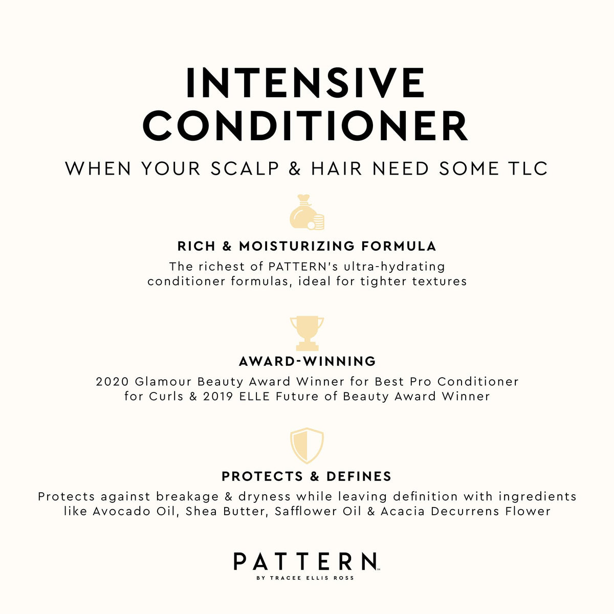PATTERN lifestyle shelf shot conveying routine and salon-quality care