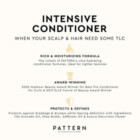 PATTERN lifestyle shelf shot conveying routine and salon-quality care