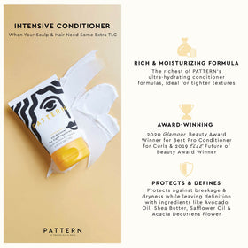 PATTERN open jar revealing thick creamy conditioner for deep moisture