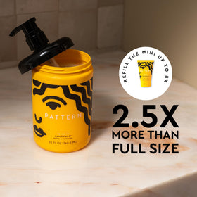 PATTERN bottle next to a ruler showing 25 fl oz scale for size and value clarity