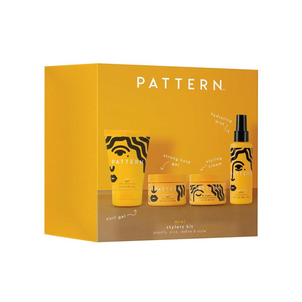 PATTERN mini stylers kit front packaging showing travel-ready set and benefits