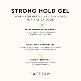 PATTERN styled wash-and-go on model showing defined curls and natural movement benefit
