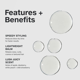 Paul Mitchell balm applied to damp hair for faster drying and sleek results