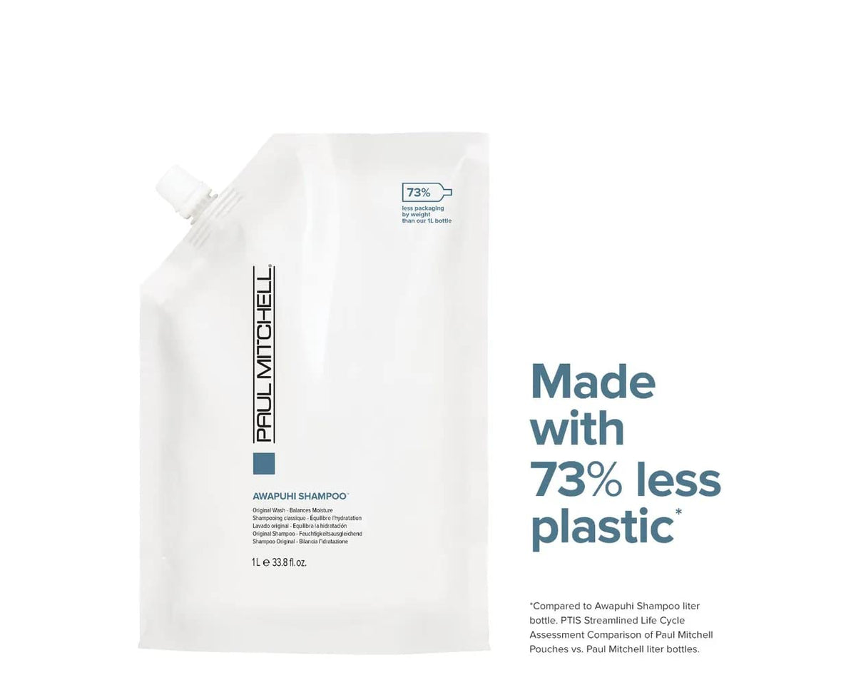 Paul Mitchell bottle close-up of texture and glossy finish for premium feel