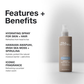 Paul Mitchell ingredient close-up featuring awapuhi and sea moss for nourishing moisture