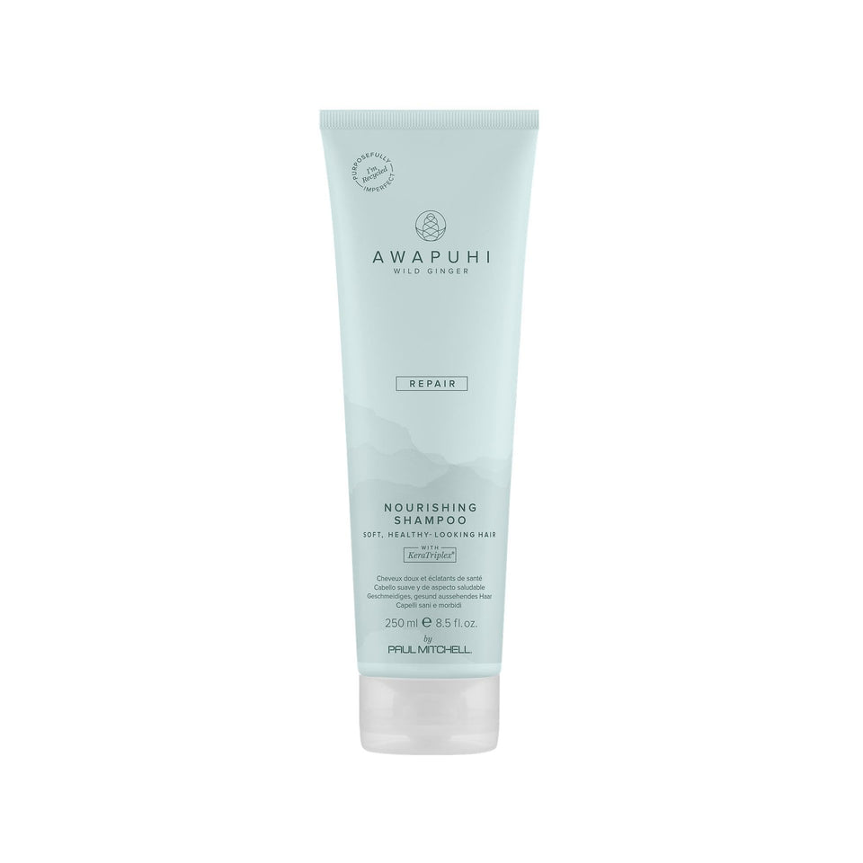 Paul Mitchell Awapuhi Wild Ginger front bottle shows product and size benefit