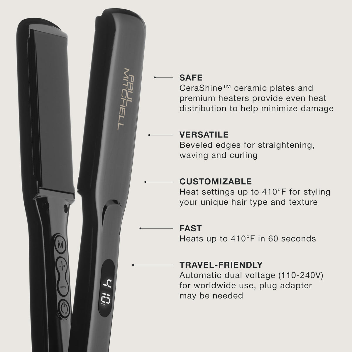 Paul Mitchell CeraShine plate close-up for smooth glide and added shine