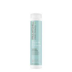 Paul Mitchell front packaging showing bottle and brand, conveys clean hydration benefit