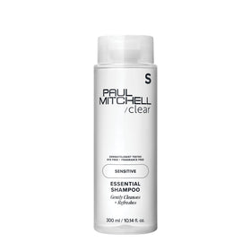 Paul Mitchell bottle front view showing clear essential shampoo, gentle cleansing benefit
