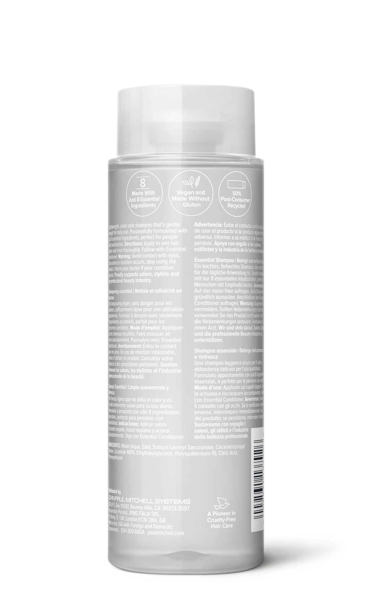 Paul Mitchell shampoo on bathroom shelf in lifestyle scene promoting calm routine
