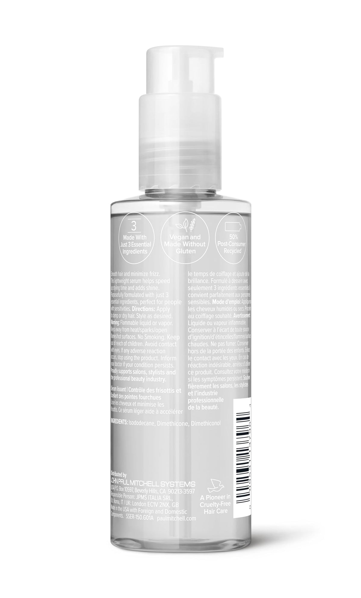 Paul Mitchell packaging label noting post‑consumer recycled materials