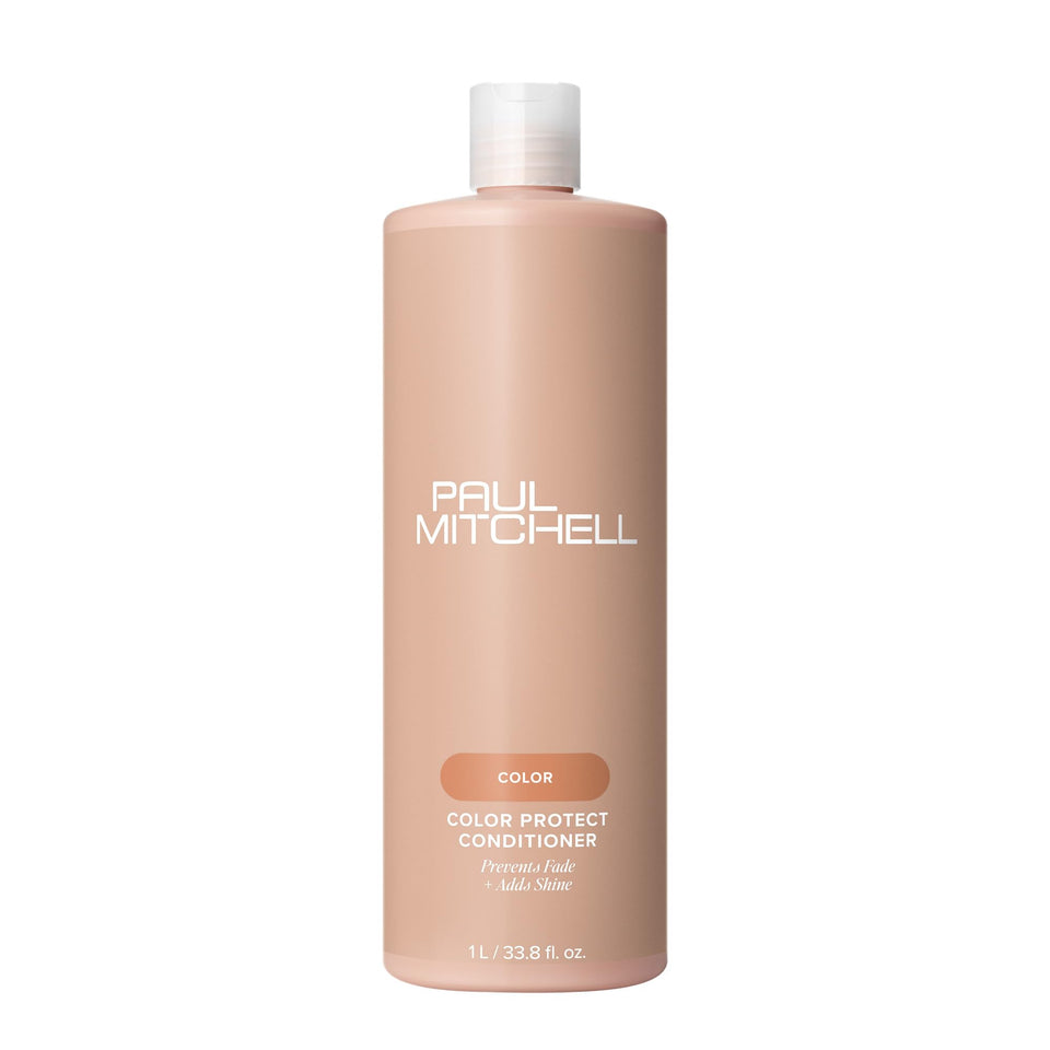 Paul Mitchell bottle front view showing label and benefit of color protection