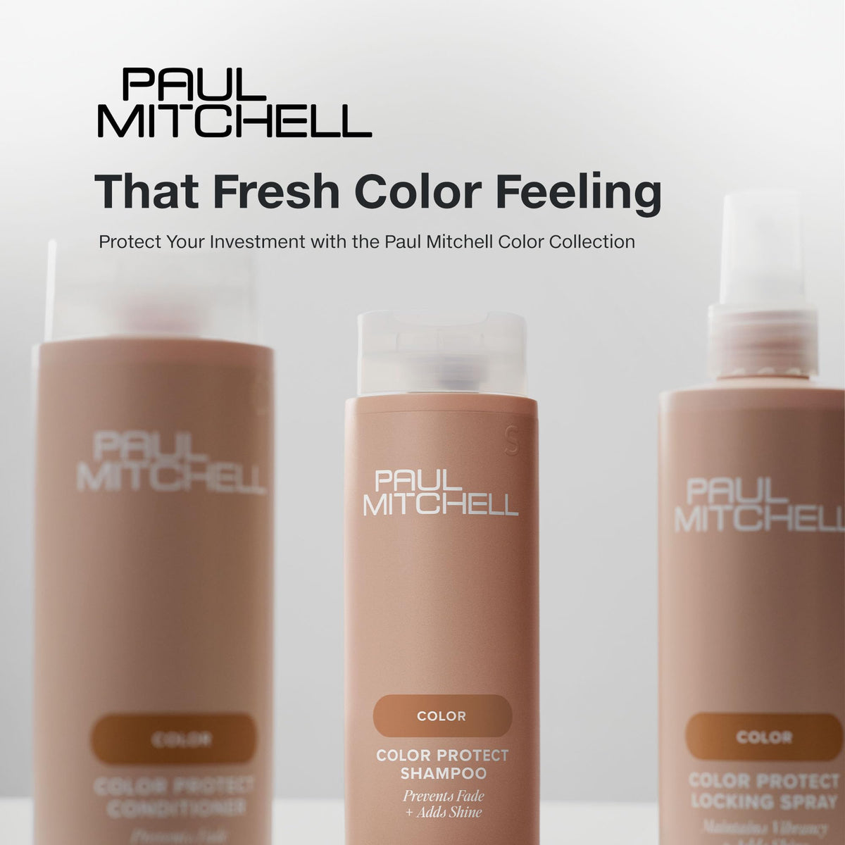 Paul Mitchell hair after use showing improved shine and preserved color
