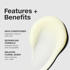 Paul Mitchell creamy conditioner texture close-up showing rich slip for easier detangling