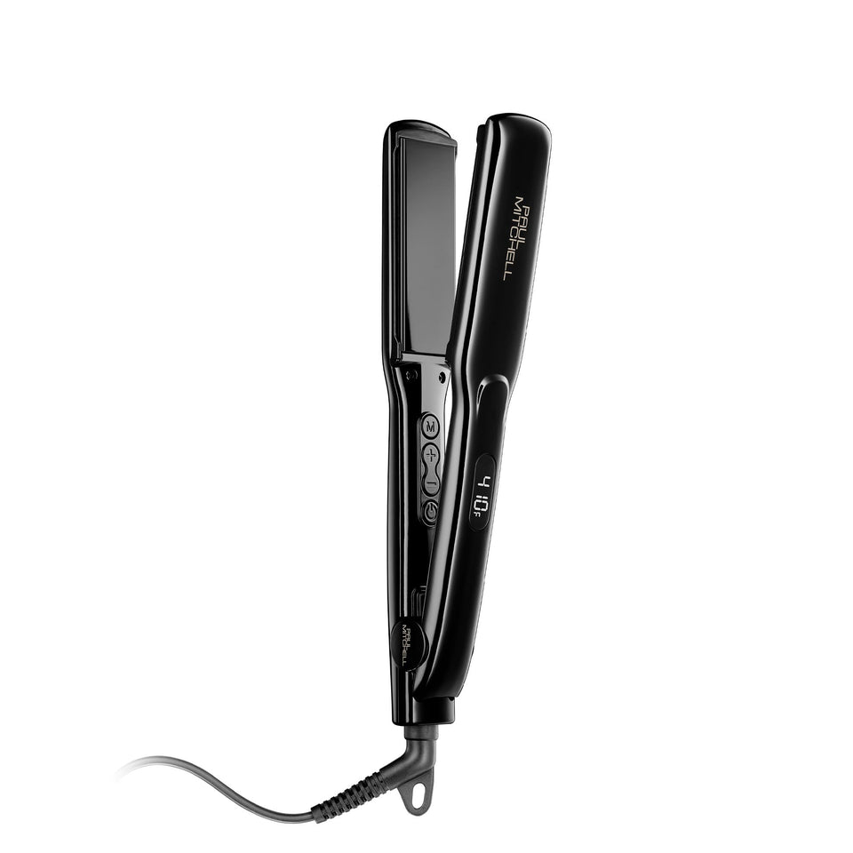 Paul Mitchell flat iron front view showing sleek design and easy handling