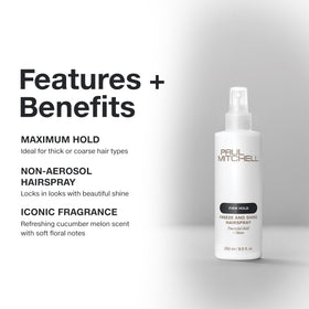 Paul Mitchell spray texture on coarse hair demonstrating high-shine finish