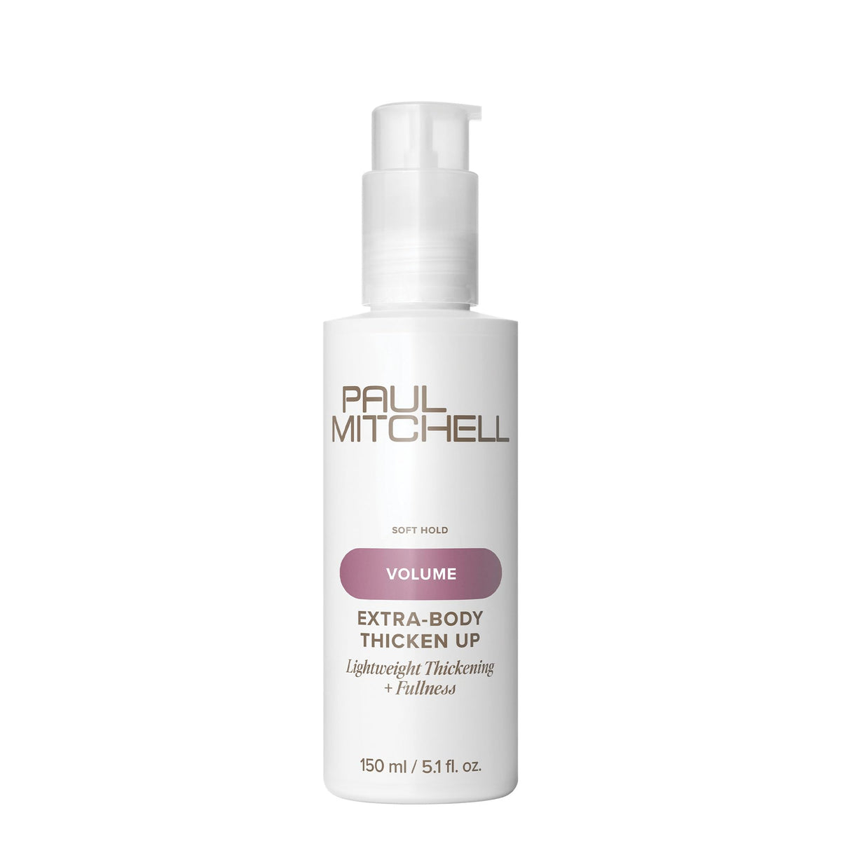 Paul Mitchell front bottle showing product and volume benefit