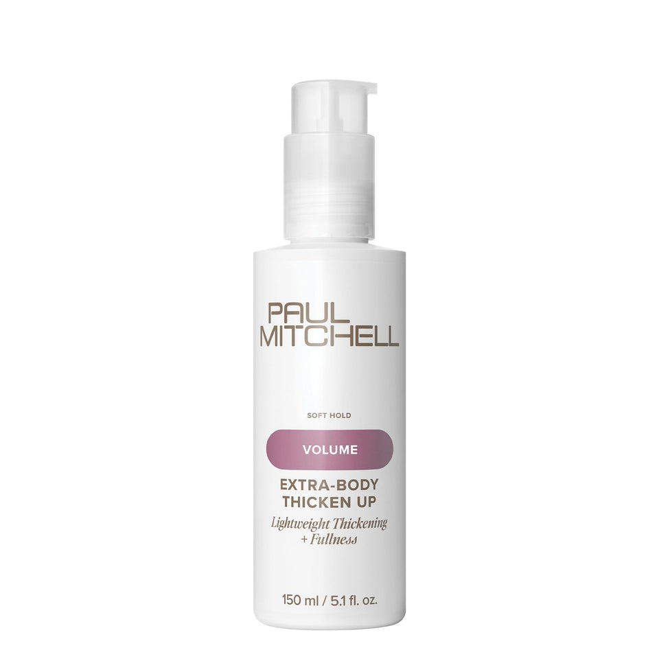 Paul Mitchell front bottle showing product and volume benefit