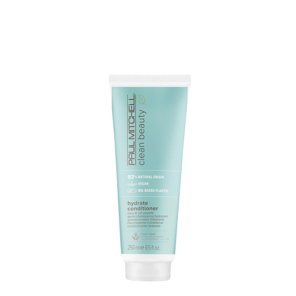 Paul Mitchell front packaging showing bottle and label, highlighting clean beauty benefit