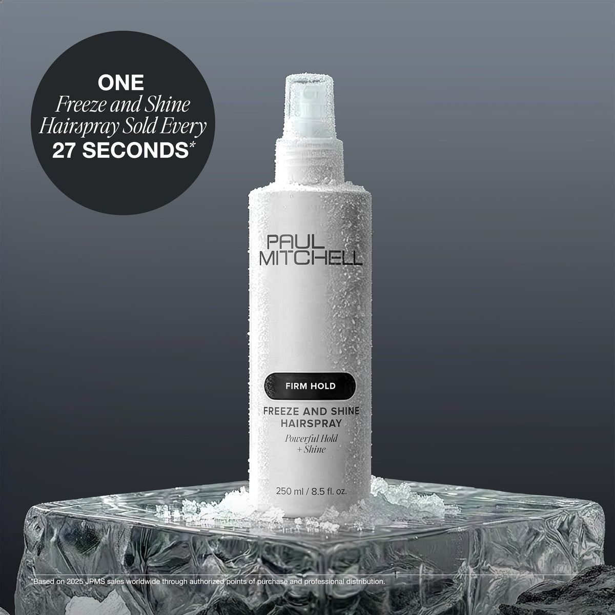 Paul Mitchell bottle held next to hand for size comparison and value
