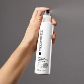 Paul Mitchell label and cap highlighting recyclable packaging and ingredient callouts
