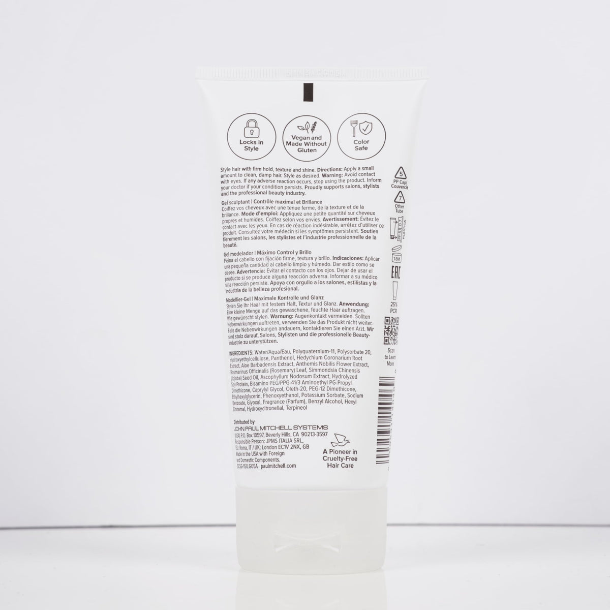 Paul Mitchell packaging graphic emphasizing PCR materials and eco benefits