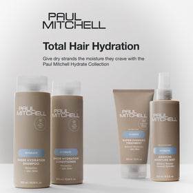 Paul Mitchell label detail emphasizing recycled packaging and environmental responsibility