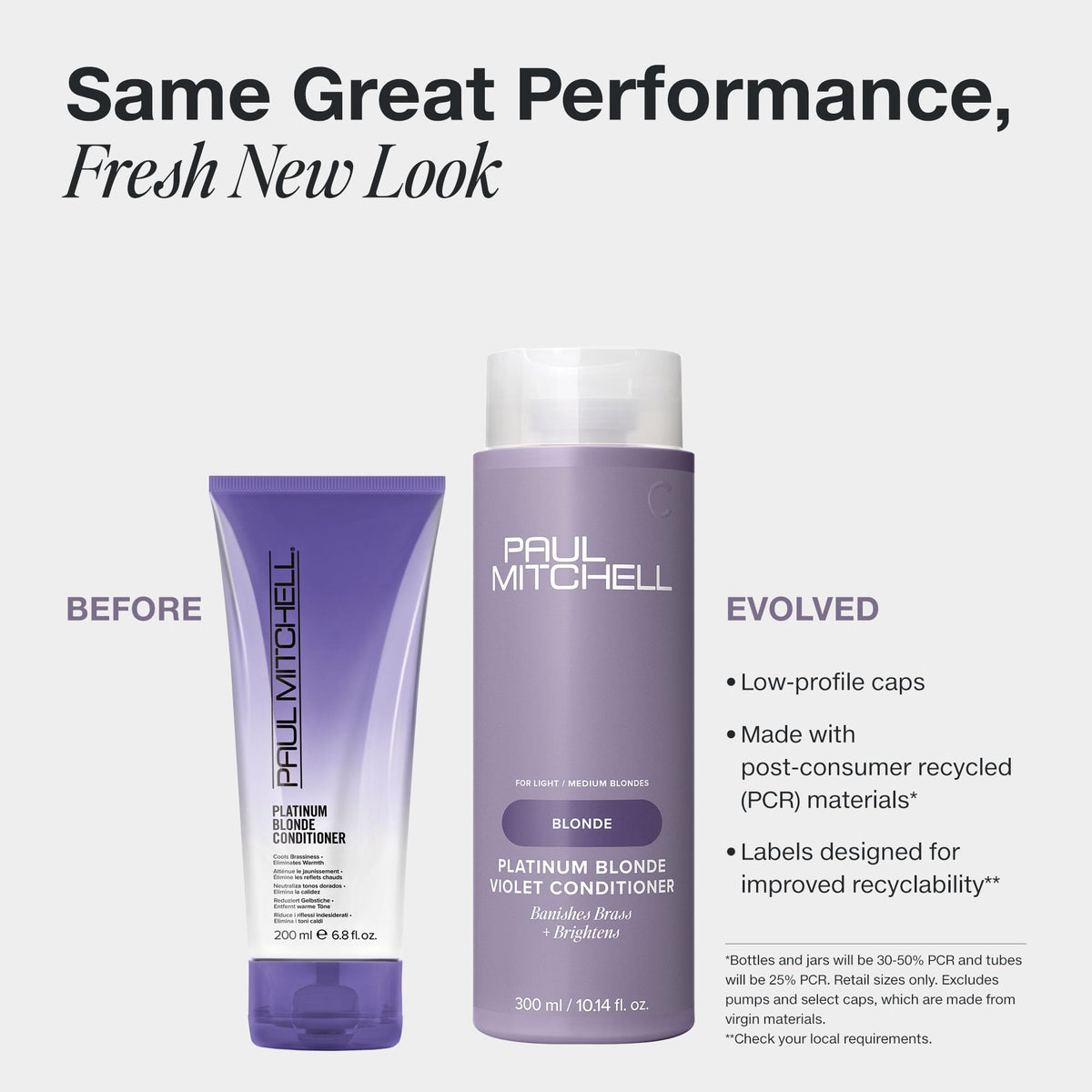 Paul Mitchell conditioner texture pour close-up showing creamy violet formula