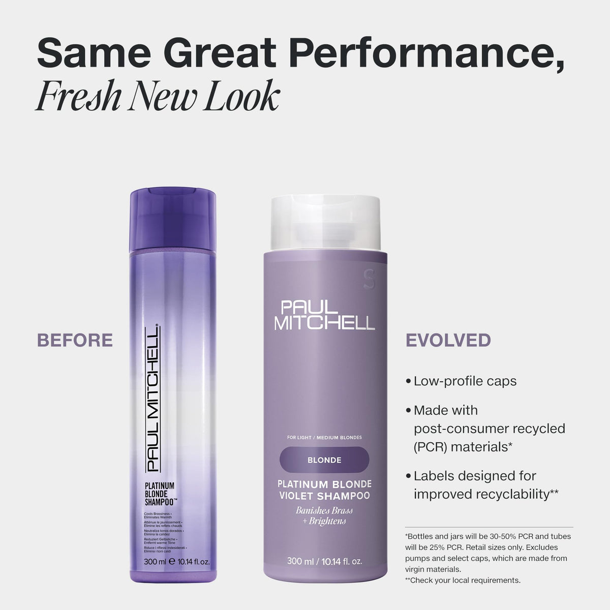 Paul Mitchell violet shampoo texture pouring, shows conditioning benefit