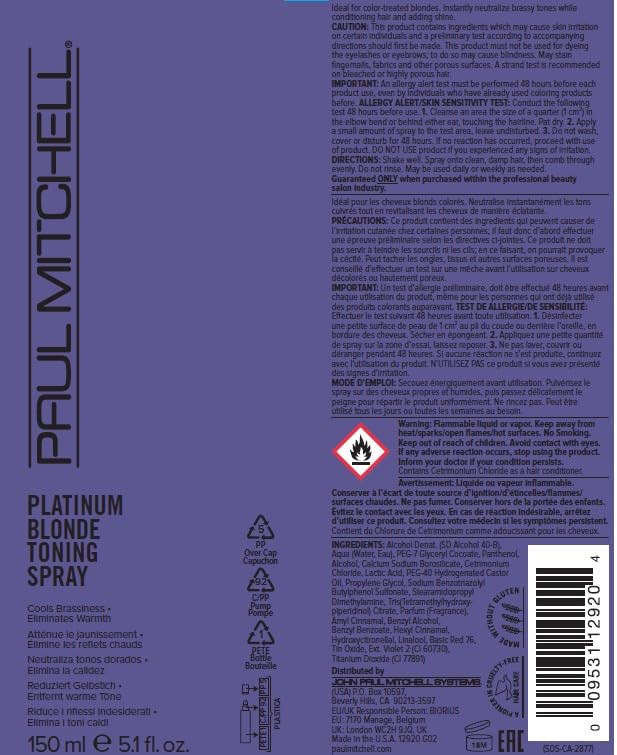 Paul Mitchell label detail highlighting formula and recyclable packaging benefits