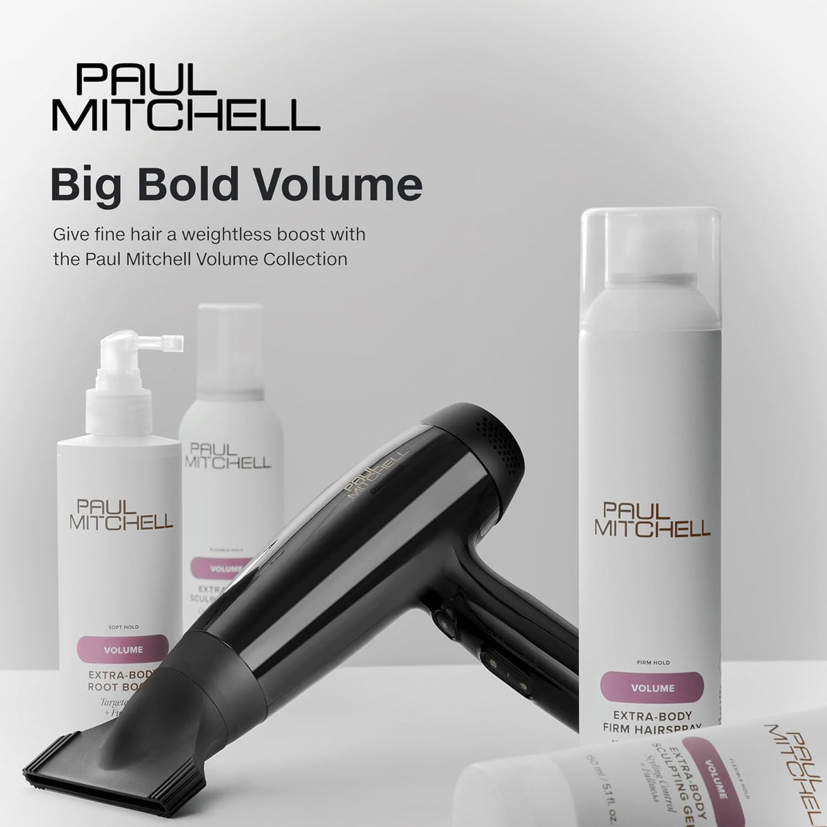 Paul Mitchell can on bathroom counter in lifestyle scene for everyday use benefit