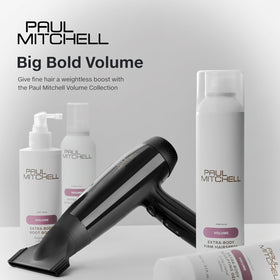 Paul Mitchell can on bathroom counter in lifestyle scene for everyday use benefit
