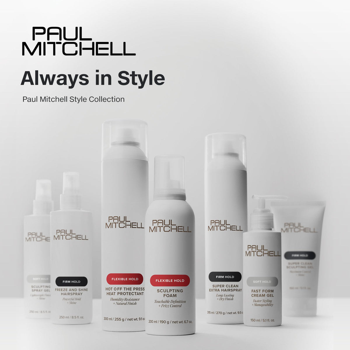 Paul Mitchell bottle next to hand to show 8.5 fl oz scale