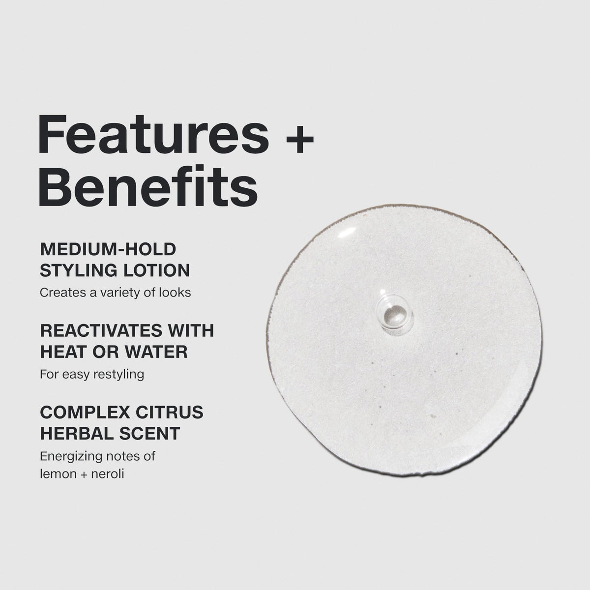 Paul Mitchell sculpting lotion texture on hand demonstrating lightweight spreadability