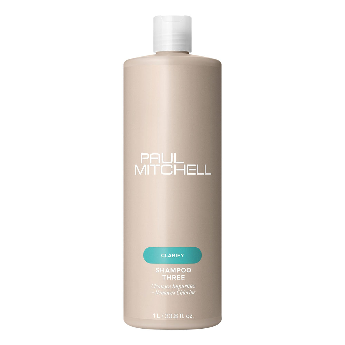 Paul Mitchell Shampoo Three front bottle shows product and size benefit