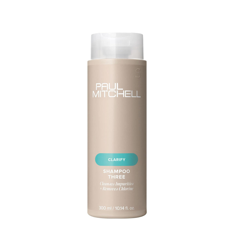 Paul Mitchell Shampoo Three front packaging shows 10.14 fl oz bottle for effective chlorine removal