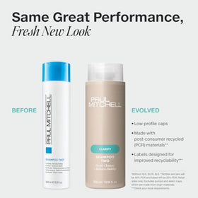Paul Mitchell shampoo pouring into hand demonstrating rich lather and deep clean