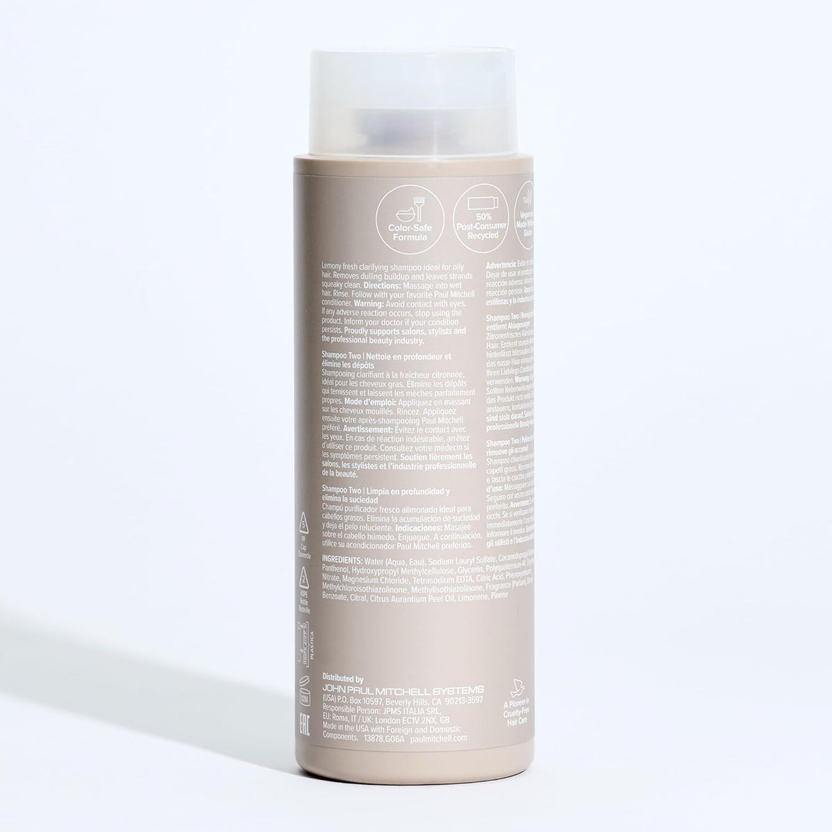 Paul Mitchell recycled packaging closeup showing PCR material and eco benefit