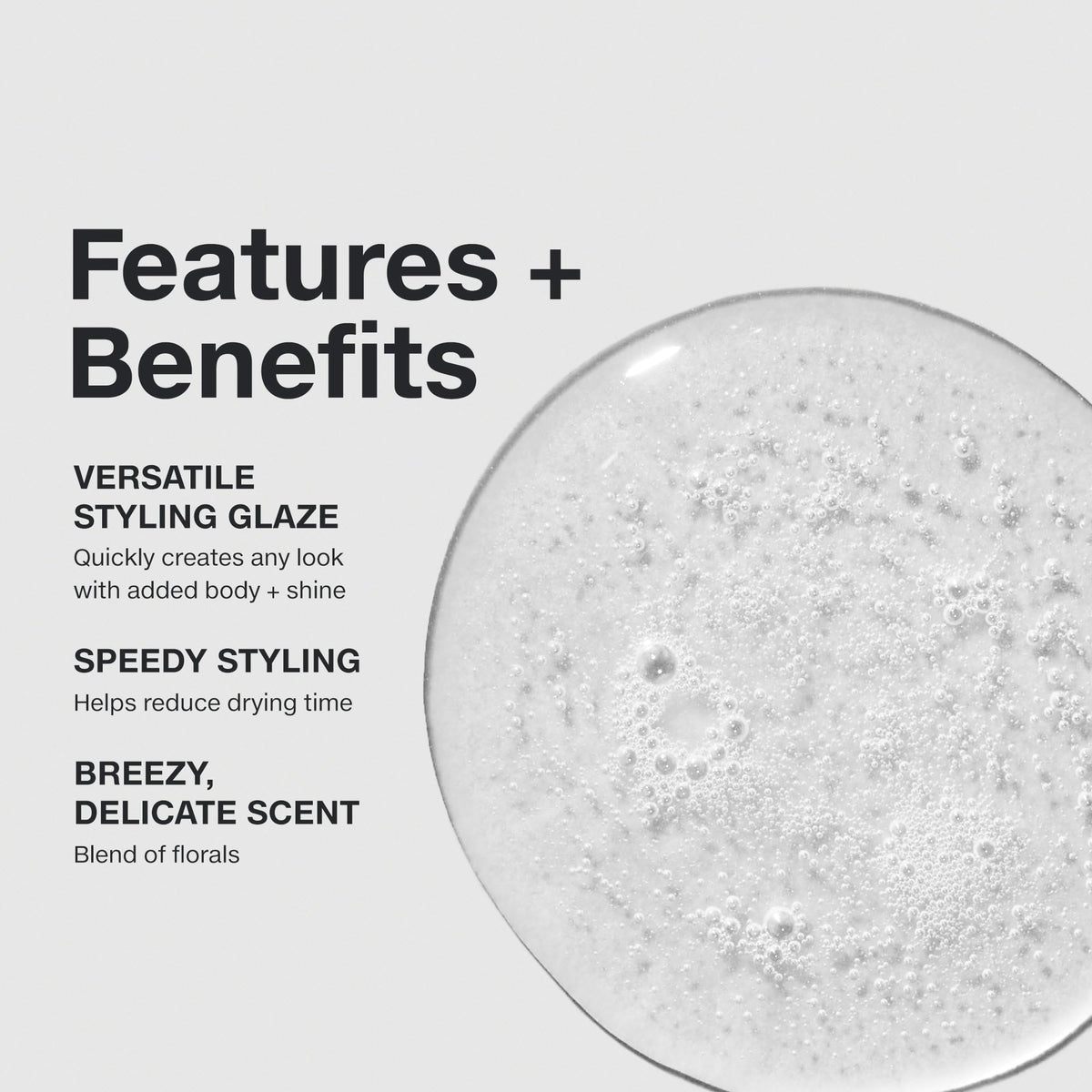 Paul Mitchell liquid texture close-up demonstrating quick-dry, lightweight finish